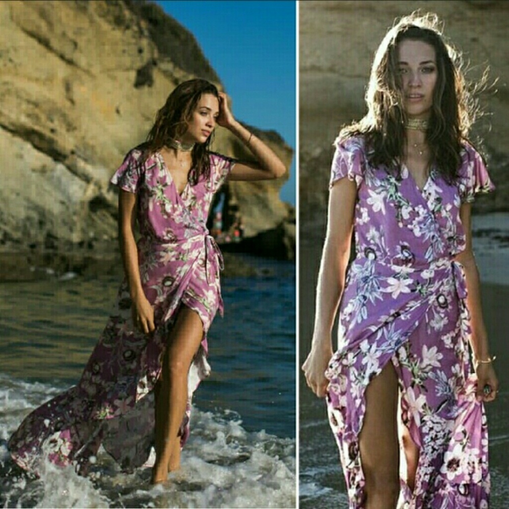 Auguste The Label Purple Floral Maxi Dress
